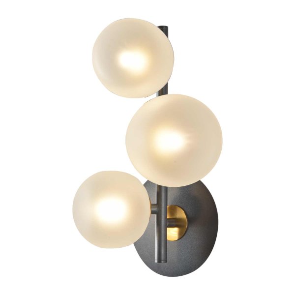 Applique OKO 3 lumières blanc opal et noir, applique en verre bicolore 2